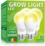 mfxmf LED Grow Light Bulb A19 Bulb, Full Spectrum Plant Light Bulb, 9W E26 Grow Bulb Replace up to 100W, Grow Light for Indoor Plants, Flowers, Greenhouse, Indore Garden, Hydroponic