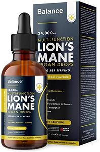 Lions Mane Supplement Liquid Drops - High Strength of 24,000mg per 60ml Bottle at 4X Concentration - Vegan - 1 Month Supply of Premium Lions Mane Extract - Made in UK by Balance (Single Pack)