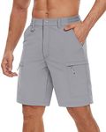 TACVASEN Mens Stretch Cargo Shorts Lightweight Shorts with Zip Pockets Military Bermuda Short,Light Grey,38