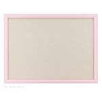 Navaris Framed Linen Bulletin Board - Approx. 58x43cm Fabric Jewelry Organizer Pinboard for Wall Memory Memo Pin Board - Natural Linen with Pink Frame