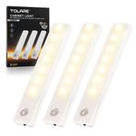 Closet Light Motion Sensor Light Indoor, Tolare Under Cabinet Lighting Wireless, Under Cabinet Lights USB Rechargeable Led Closet Lights Stick on Lights for Bedroom Kitchen Stair, 3 Pack, Warm White