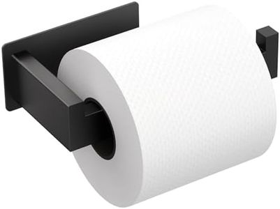 Auxmir Toilet Paper Holder Self Adhesive, Premium SUS304 Stainless Steel Rustproof Toilet Roll Holder No Drilling, Wall Mount Toilet Tissue Holder for Bathroom Kitchen Washroom RV, Matte Black
