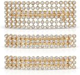 Ettika Gold Hair Clips. Hair Barrettes for Women, Hair Accessories. 3" Disco Doll Crystal Barrette Set of 3 in Gold Tone