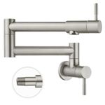 Heyalan Pot Filler 19 Inch Wall Mount Folding Stretchable Kitchen Restaurant Faucet Stainless Steel Pot Filler Double Joint Swing Arm Two Handles Commercial NPT,Straight Handle,Brushed Nickel