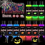 Fantastory Halloween Glow in the Dark Paint,60ml/2oz,Neon Colors Glow Acrylic Paints,Waterproof Blacklight Paint for Outdoor Rock,Wood,Craft,Canva,Pumpkin,Holiday Decor, Adult[FluorescentSeries]