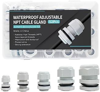 HUIXHAO NPT Type Cable Gland Kit 1/4", 3/8", 1/2", 3/4" Wire Fitting, Cable Fixing and Connector Kit - IP68 for Waterproof Junction Box and Rope Clamp Strain Relief (52pcs white)