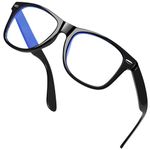 Joopin Blue Light Blocking Glasses for Men Women, TR90 Square Eyeglasses Clear Lens Anti-Glare Screen Glasses for Computer Gaming TV Phone (Black)