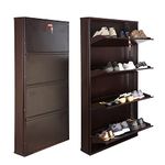 Laxmi KAPAT 4 Door Metal Shoe Rack Wall Mounted For Home With Central Locking, Can Hold Upto 20 Shoes Pair, 3 Year Warranty (54" X 28" X 6" Inch, Brown), 15.24 X 71.12 X 137.16 CM