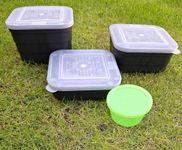 Assorted Square Maggot/Worm/Bait Boxes, Set of 4 (Small, Medium, Large), for Match, Coarse, Carp Fishing