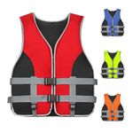 GOZYLA Life Jacket Adult with Whistle, Adjustable Life Vest Aid Adults, Buoyancy Jackets, Unisex Swim Vest for Water Sports, Surfing, Boating, Fishing(Rot,M)