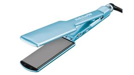 BaBylissPRO Nano Titanium & Ceramic Ultra-Slim Hair Straightener, Extra-Long Dual Voltage Flat Iron with floating plates, 2" wide, Blue