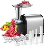 FOHERE Electric Meat Grinder, 3-in-1 Meat Mincer Machine & Sausage Stuffer, Stainless Steel Meat Mincers for Home use with 3 Grinding Plates, Kubbe Kit & 3 Sausage Stuffer Tubes, 3000W Max