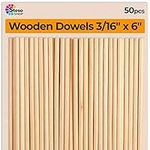 Wooden Dowel Rods 6 inch - 3/16 Har