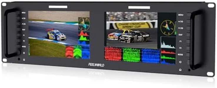 FEELWORLD D71 PLUS Dual 7 Inch 3RU Broadcast SDI Rack Mount Monitor with 3D LUT Waveform IPS 1920x1200 HD LCD Screen 3G SDI 4K HDMI CVBS Input and Output