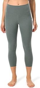 Colorfulkoala Women's High Waisted Yoga Capris 21" Inseam Leggings with Pockets (XS, Heather Green)