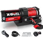 X-BULL 12V 3000LBS Electric Winch Synthetic Rope Electric Winch for Towing ATV/UTV Off Road with Mounting Bracket Wireless Remote New