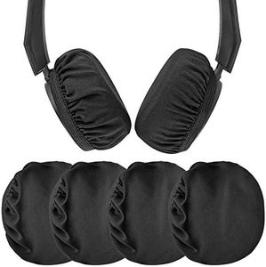 Geekria 2 Pairs Flex Fabric Headphones Ear Covers, Washable & Stretchable Sanitary Earcup Protectors for On-Ear Headset Ear Pads, Sweat Cover for Warm & Comfort (S/Black)