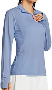 Libin Women's Long Sleeve Golf Shirts Half-Zip Workout Shirt Quick Dry UPF 50+ Sun Protection SPF UV Athletic Hiking Tennis Tops, Lavender Blue M