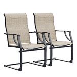 UDPATIO Patio Dining Chairs Set of 2, High Back Patio Chairs in All Weather Breathable Textile Fabric, Outdoor Furniture Chairs for Deck, Lawn, Garden, Backyard (Brown)