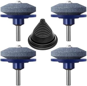 4 Pack Lawn Mower Blade Sharpener, Universal Rotary Lawnmower Blade Sharpen for Any Power Drill & Hand Drill with Lawn Mower Blade Balancer