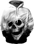 OLIPHEE Mens Hoodies Full 3D Printed Graphic Sweatshirt Athletic Breathable Fashion Pullover with Pockets Black Skull S/M