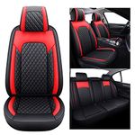 Aierxuan Waterproof Leather Car Seat Covers Universal Fit for Kia Soul Hyundai Toyota Corolla CRV VW Ford Ranger Fusion Wrangler Nissan Altima Rogue Sentra Xterra Frontier (Full Set, Black-Red)