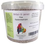 Britten & James Fine Oystershell Grit 2L Tub (2.8kg). A Calcium rich supplement for cage and aviary birds including budgies and cockatiels. No additives