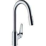 hansgrohe 71800000 M429-H220 Kitchen Tap, 360° Swivel Range, Pull-Out Spray, Chrome, Spout height 22 cm