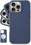 LONLI Classic - for iPhone 16 Pro Leather Case - European Genuine Vele Leather Phone Case - Smoothen and Soften Over Time - [Compatible with Magsafe] - Azzurro Blue