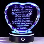 YWHL Gifts for Mom from Daughter Son Moms Birthday Gifts Unique Heart Crystal Laser Words Gift for Mom with Colorful Base on Mothers Day Thanksgiving Day Christmas Valentine's Day