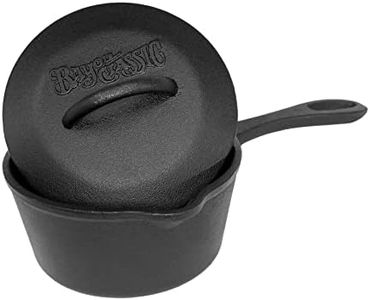 Bayou Classic 7441 1-qt Covered Cast Iron Sauce Pot Features Self Basting Lid Perfect for Small Portions Reducing Sauces Simmering Soups or Boiling an Egg
