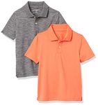 Amazon Essentials Kids Boys Active Performance Polo Shirts, 2-Pack Orange/Grey, Medium