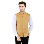 Badoliya & Sons Men's Jute Nehru Jacket/Waist Coat_ (Light Golden, 42)