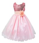 stylesilove Little Children Lovely Sequin Flower Girl Dress, 5 Colors - Pink - 140 cm/5-6 Years