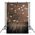 WOLADA 5x7ft Valentine's Day Backdrop Photography Vintage Wood Floor Background for Photographers Baby Photo Backdrops Studio Props 10876