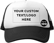 100 Fly Ball Structured Mesh Caps Set - Customizable Text, Logo - Casual, Sporty, Adjustable, Breathable, Comfortable - Black