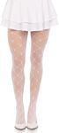 Leg Avenue Women’s Love Struck Heart Net Tights,WHITE,O/S