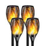 4 Pack Large Solar Torch Lights with 96 LED, IP65 Waterproof Outdoor Flickering Flame- Perfect for Garden,Yard,Patio,Halloween,Camping and Party Decorations