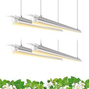 Barrina Full Spectrum Grow Light 4FT, 168W(4 x 42W, 1000W Equivalent), Grow Light Bulbs for Indoor Plants, LED Grow Light Strip for Greenhouse, T8 Growing Lamp Fixture, 4-Pack