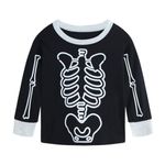 Csbks Kids Long Sleeve Halloween Sweatshirt Skeleton Glow in The Dark Cotton Tops 110