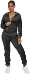 Womens 2 Piece Velour Tracksuit Two Piece Soft Velvet Hooded Outfits for Women, Longsleeve Zip Up Hoodie Workout Pants Jogging Sets Sweatpants Matching Suit Sports Sweatshirt Athletic Set with Pockets