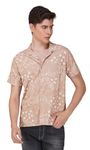 URBANCREW CLOTHING Wheat Designer Floral Printed Shirts for Men | Cuban Collar | Relaxed Fit Fancy Half Sleeve Polyester Shirt | Casual Wear Hawaiian Shirt (XX-Large)
