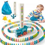 SYHLN Domino Train Toys for 2 3 4 Year Old Boys Gifts: Automatic Domino Laying Electric Train with 180Pcs Domino Blocks - Educational Stem Toys Birthday Gifts for 2 3 4 5 Year Old Boys Girls