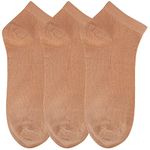 N2S NEXT2SKIN Women's Low Ankle Length Cotton Socks - Pack of 3 (Fawn:Fawn:Fawn)