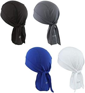 Cooling Helmet Liner - Do Rag Skull Cap for Men - Head Scarf, Bandana, Head Wrap, Beanie for Motorcycle, Cycling, Sports, 1 Black / 1 Gray / 1 Navy / 1 White, One Size