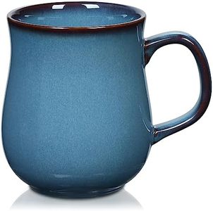 28 Oz Extra Large Ceramic Coffee Mug with Big Handle, Handmade Glazed Oversized Tea Cup for Office and Home, Microwave and Dishwasher Safe, Jumbo Coffee Mugs for Hot and Cold Drinking (Fog Blue)