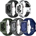 Dirrelo 5 Pack Sport Straps Compatible with Apple Watch Strap 44mm 45mm 46mm 49mm 42mm for Men, Soft Breathable Silicone Wristband for iWatch Series 10 9 8 7 6 5 4 3 2 1 SE Ultra 2, Dark Colour E, L