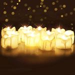 Homemory Timer Tea Lights, Flameless Flickering Battery Operated, Auto-On 6 Hours and Off 18 Hours Everyday, Batteries Included, Long-Lasting, Pack of 12