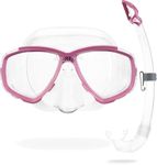 Cressi Perla Separate Glass Mask & Snorkel Set for Adults - Low-Volume Diving Mask - Dry-Top Snorkel Set - For Diving & Snorkelling - Transparent/Pink - Combo Set Perla Mask + Mexico Snorke