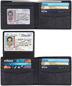 HIMI Wallet for Men-Genuine Leather RFID Blocking Bifold Stylish Wallet with 2 ID Window, Vintage Denim Blue, US M (EU M), RFID Wallet